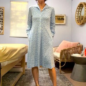 Tanner vintage elephant print lightweight button down long sleeve midi dress  8